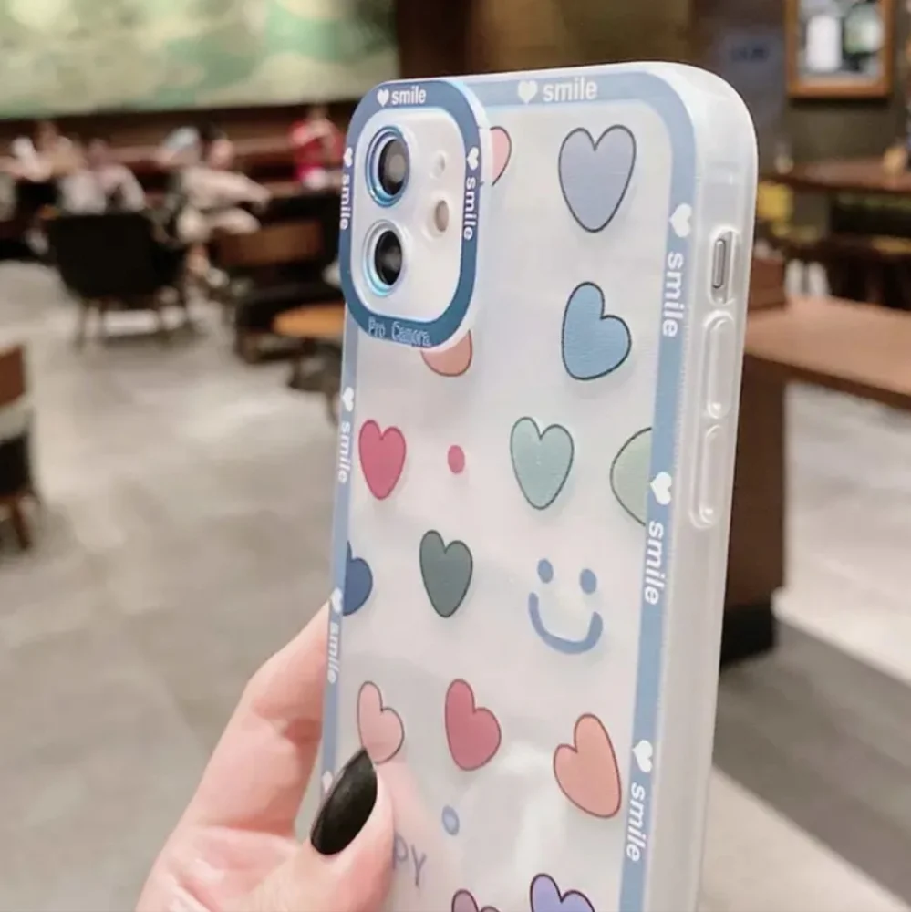 Brand new Apple IPhone 14 Pro Max Happy heart 🩷🩵💜 Silicone Phone case